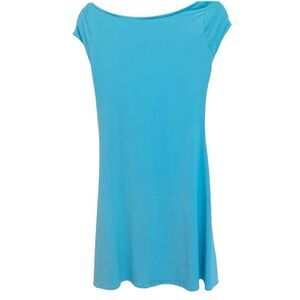 Women's Bright Turquoise Boatneck Mini Dress